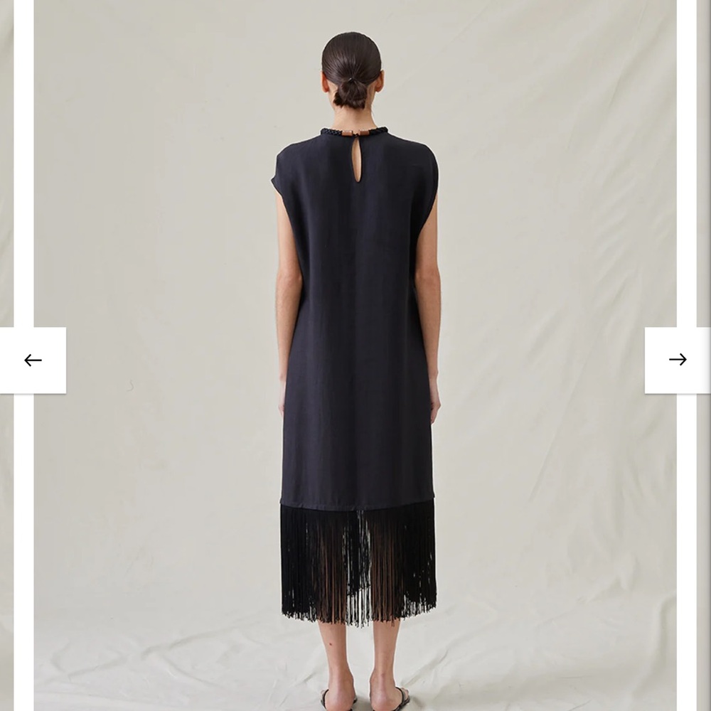 Attersee Fringe Dress Nazy/Black | Sz 3 (L) | Good Condition w/ 2 signs of wear - Picture 3 of 15